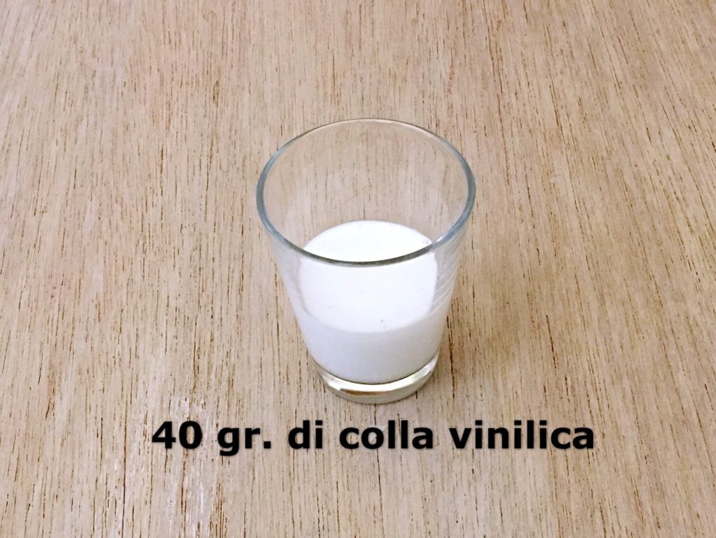 in un contenitore pesare 40 gr di colla