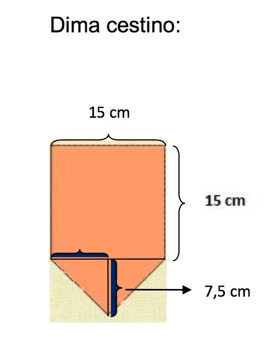il cartamodello con lato lungo cm 15 e punta da cm. 7,5